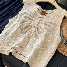 Load image into Gallery viewer, 6150- BUTTERFLY Lace Top with Crochet Details
