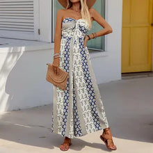 Load image into Gallery viewer, 6107- Strapless Smocked Romper Tube Top Jumpsuit-BLK/WHT
