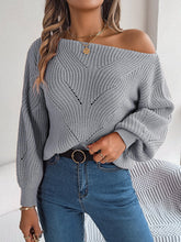 Load image into Gallery viewer, 5599-Boat Neck Cable Knit Pullover Sweater-GREY
