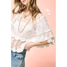 Load image into Gallery viewer, 6146- Boho Floral Guipure Lace Tiered Top-WHITE
