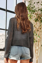 Load image into Gallery viewer, 5935-Lightweight Floral Sweater Top-CHARCOAL
