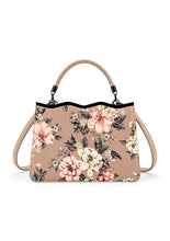 Load image into Gallery viewer, 6552- Violette Vegan Leather Floral Print Crossbody Satchel-BEIGE
