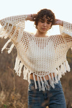 Load image into Gallery viewer, 5343-Boat Neck Fishnet Sweater with Fringe Detail
