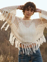 Load image into Gallery viewer, 6186- Boat Neck Fishnet Sweater with Fringe
