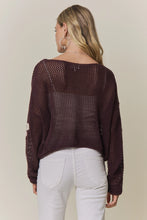 Load image into Gallery viewer, 6527-Lightweight Floral Sweater Top-BLACKBERRY
