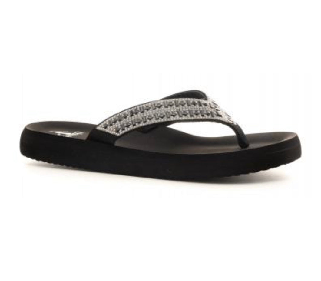 1654- CORKYS!!  HIBISCUS SANDAL-BLACK