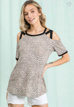 Load image into Gallery viewer, 3612-Animal printed criss cross cold shoulder top
