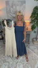 Load and play video in Gallery viewer, 5162-Smocked Bodice Maxi Dress-NAVY
