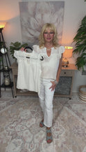 Load and play video in Gallery viewer, 5189-Cotton Eyelet Cap Sleeve V Neck Top-WHITE
