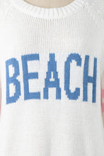 Load image into Gallery viewer, 5263-BEACH SAYING LIGHTWEIGHT SWEATER -WHT/BLU
