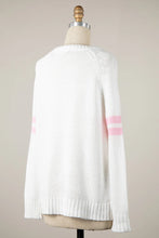 Load image into Gallery viewer, 5263-BEACH SAYING LIGHTWEIGHT SWEATER -WHT/BLU
