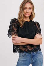 Load image into Gallery viewer, 3189-Embroidery Lace Top-Black
