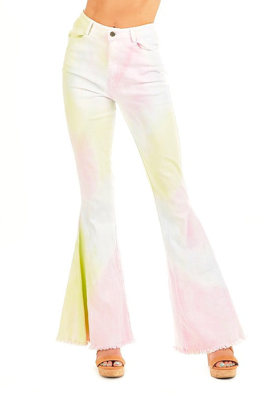 717-RAINBOW TIE DYE BELL BOTTOM JEANS