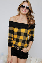 Load image into Gallery viewer, 1354-PLAID PRINT OFF THE SHOULDER TOP
