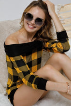 Load image into Gallery viewer, 1354-PLAID PRINT OFF THE SHOULDER TOP
