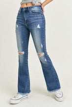 Load image into Gallery viewer, 3139-RISEN HIGH RISE DISTRESSED RAW HEM FLARE
