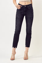 Load image into Gallery viewer, 1254-MID RISE RAW HEM SKINNY -BLACK
