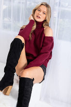 Load image into Gallery viewer, 1279-Turtleneck Colder Shoulder Sweater
