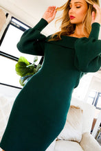 Load image into Gallery viewer, 2091-OFF SHOULDER SWEATER KINT DRESS-GREEN
