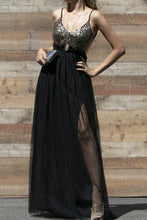 Load image into Gallery viewer, 1302-V NECK SEQUIN MAXI DRESS
