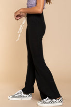 Load image into Gallery viewer, 1772- BLACK RIB KNIT PANTS
