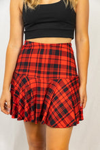 Load image into Gallery viewer, 1239-High Waisted Plaid Knit Skort-RED
