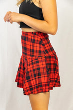 Load image into Gallery viewer, 1239-High Waisted Plaid Knit Skort-RED
