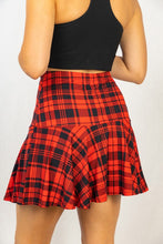 Load image into Gallery viewer, 1239-High Waisted Plaid Knit Skort-RED
