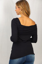 Load image into Gallery viewer, 1238-Long Sleeve Solid Knit Ruched One Shoulder Top
