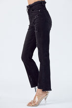 Load image into Gallery viewer, 1253-HIGH RISE FRAY WAIST STRAIGHT LEG JEANS
