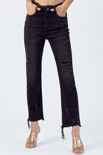 Load image into Gallery viewer, 1253-HIGH RISE FRAY WAIST STRAIGHT LEG JEANS
