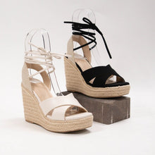 Load image into Gallery viewer, 1509- &quot;LONE&quot; strappy wedge- Bone
