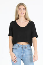 Load image into Gallery viewer, 1815- ANGIE V NECK OVERSIZE CROP- BLACK
