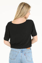 Load image into Gallery viewer, 1815- ANGIE V NECK OVERSIZE CROP- BLACK
