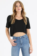 Load image into Gallery viewer, 1815- ANGIE V NECK OVERSIZE CROP- BLACK
