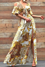 Load image into Gallery viewer, 3165-Printed Venetian V Neck Maxi Dress
