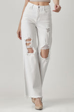 Load image into Gallery viewer, 1718-HIGH-RISE DISTRESSED WIDE LEG DAD JEANS
