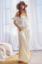 Load image into Gallery viewer, 3153-Solid Ruffled Off Shoulder Crop Top-OFF WHITE
