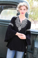 Load image into Gallery viewer, 2055-BELL SLEEVE TOP WITH EMBROIDERY
