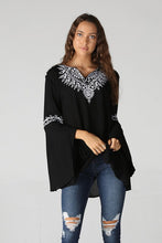 Load image into Gallery viewer, 2055-BELL SLEEVE TOP WITH EMBROIDERY
