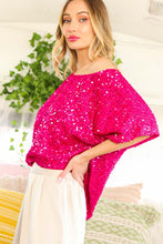 Load image into Gallery viewer, 1882- DOLMAN SLEEVE SEQUIN TOP-FUCHSIA
