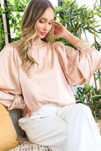 Load image into Gallery viewer, 1887- SEQUIN CUFF LONG SLEEVE TOP-BLUSH
