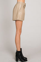 Load image into Gallery viewer, 1874-Soft Vegan Leather High Waisted Shorts-LATTE
