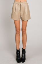 Load image into Gallery viewer, 1874-Soft Vegan Leather High Waisted Shorts-LATTE
