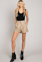Load image into Gallery viewer, 1874-Soft Vegan Leather High Waisted Shorts-LATTE

