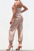 Load image into Gallery viewer, 1981-SEQUIN PANT AND SATIN TOP SET-CHAMPAGNE
