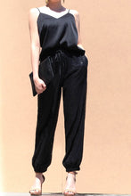 Load image into Gallery viewer, 1982-SEQUIN PANT AND SATIN TOP SET-BLACK
