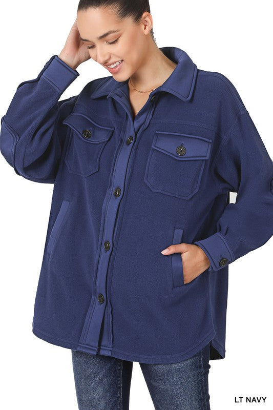 3066-OVERSIZED FLEECE SHACKET-NAVY