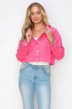 Load image into Gallery viewer, 2002-Cropped Fringe Denim Jacket-Pink
