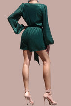 Load image into Gallery viewer, 2048-SEQUIN V NECK ROMPER -HUNTER
